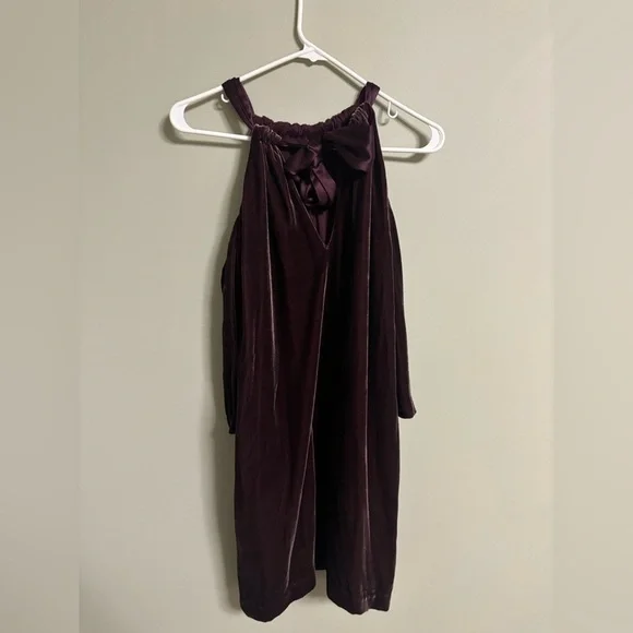 Trina Turk Burgandy Wine Silk Velvet Cold Shoulder Cocktail Shift Dress Size 6 - Picture 3 of 8